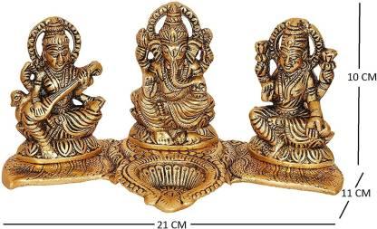 Lakshmi Ganesh Saraswati Idol with Deepak