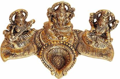 Lakshmi Ganesh Saraswati Idol with Deepak
